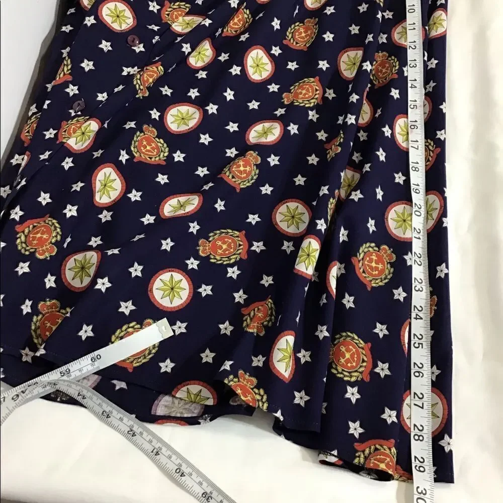 Vintage Pendleton Skirt Blue Nautical Print Button Down Knee Skirt Size 12